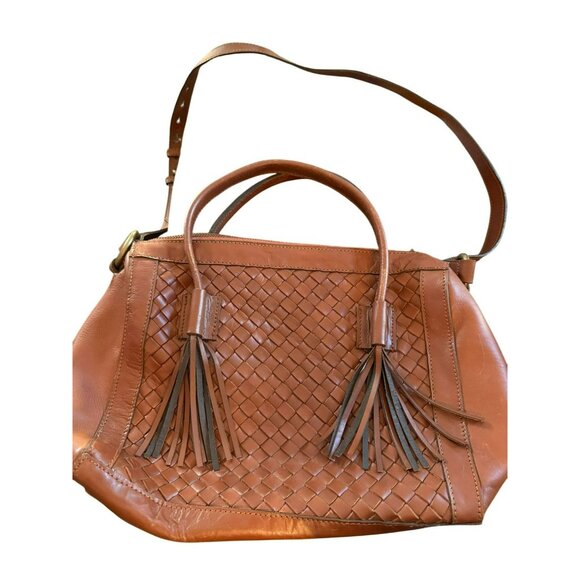 Noonday Collection Monterey Woven Leather Crossbody Shoulder Bag With Tassels - Picture 1 of 10